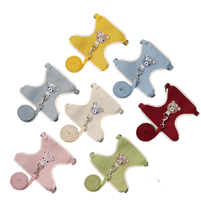 Petspuff Linen Vest Harness & Lead Set – Soft Breathable Harness | Small Dogs, Puppies & Cats