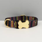 Petspuff Personalised Boho Dog Collar & Lead – Engraved Nameplate | 5 Designs, S–XL