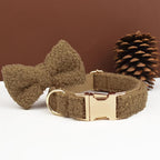 Petspuff Personalised Knitted Wool-Look Dog Collar & Lead Set – Engraved Name Tag | Winter & Christmas