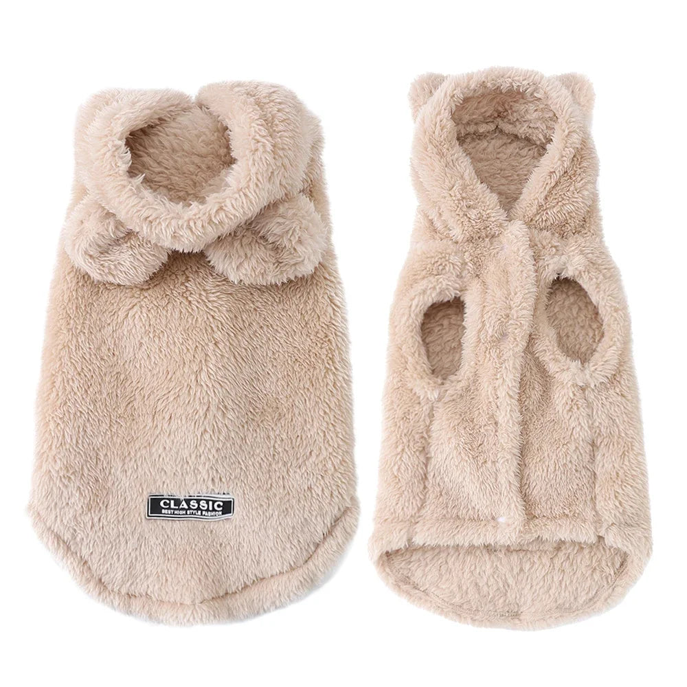Petspuff Rabbit Ear Fleece Dog Hoodie – Warm Hooded Coat with D-Ring | Small Dogs & Cats