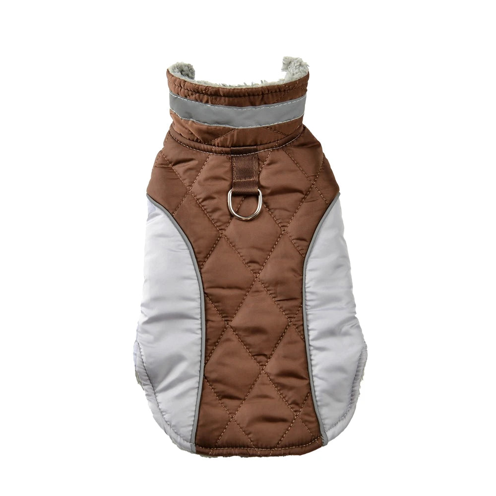 Petspuff Reflective Plaid Fleece Dog Coat – Waterproof High-Neck Jacket | Small to Large Dogs