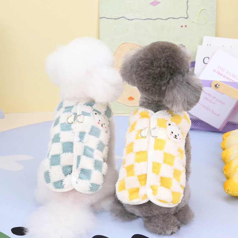 Petspuff Plaid Fleece Dog Vest Jacket – Warm Winter Coat | Small Dogs & Cats