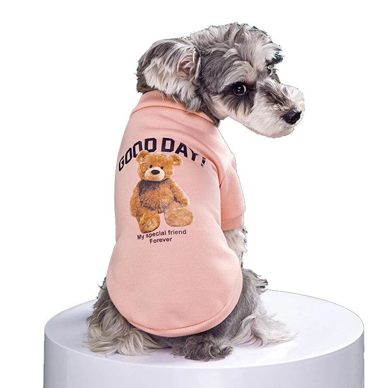 Petspuff Bear Pattern Fleece Dog Coat – Cute Winter Jacket | Small & Medium Dogs and Cats