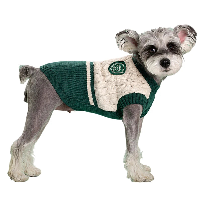 Petspuff College Style Knitted Dog Jumper – Warm Sweater Vest | Small & Medium Dogs and Cats