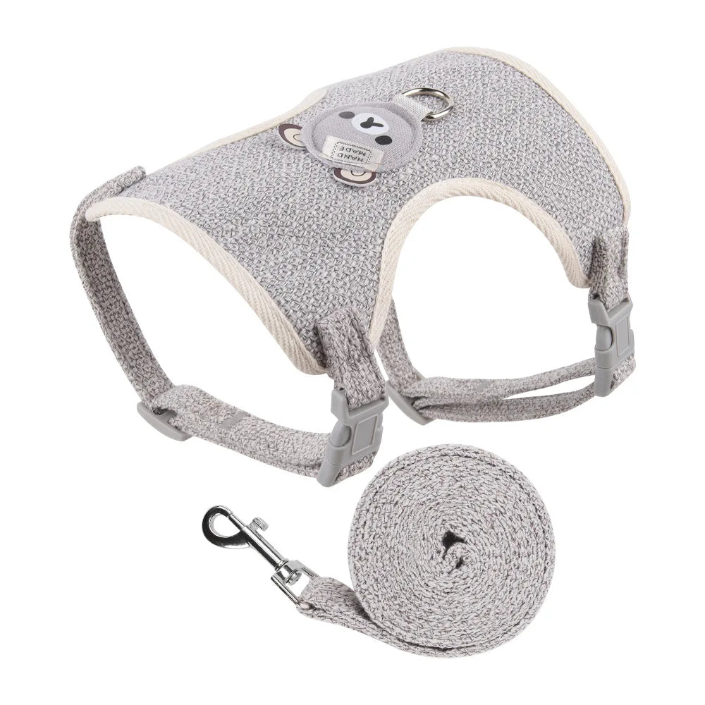 Petspuff Linen Vest Harness & Lead Set – Soft Breathable Harness | Small Dogs, Puppies & Cats