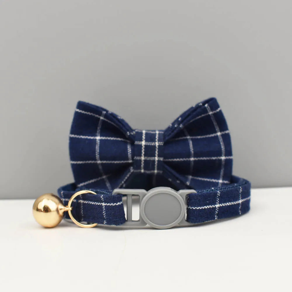 Petspuff Personalised Cat Collar with Bow & Safety Buckle – Engraved Name Tag | Soft Kitten Collar