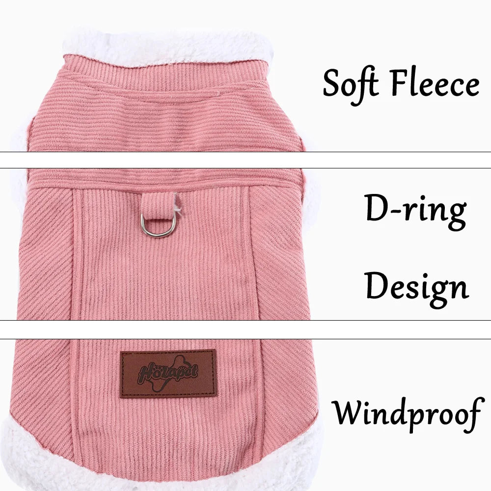 Petspuff Thick Fleece Dog Jacket – Windproof Winter Coat with D-Ring | Small Dogs & Cats