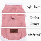 Petspuff Thick Fleece Dog Jacket – Windproof Winter Coat with D-Ring | Small Dogs & Cats