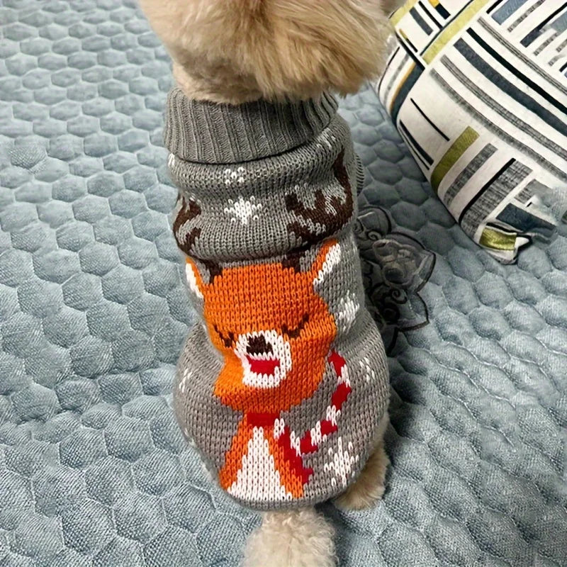 Petspuff Christmas Dog Jumper – Fair Isle Reindeer Knit | Small Dogs & Cats