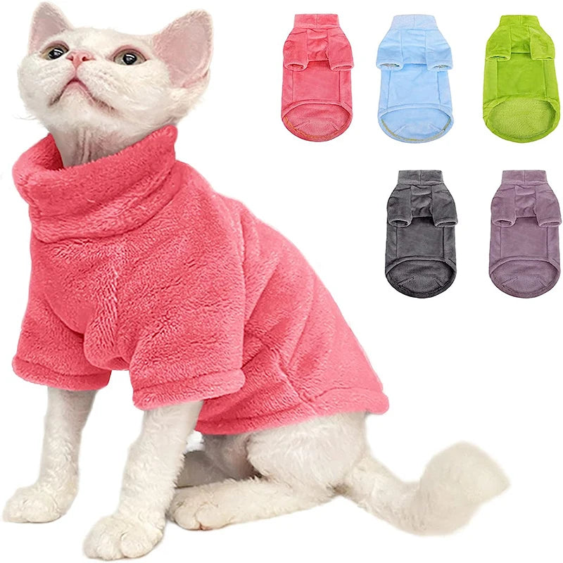 Petspuff Turtleneck Plush Cat Jumper – Warm Sweater for Hairless Cats & Small Dogs