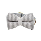 Petspuff Personalised Light Grey Corduroy Dog Collar & Lead Set – Engraved Name Tag, Bow & Harness
