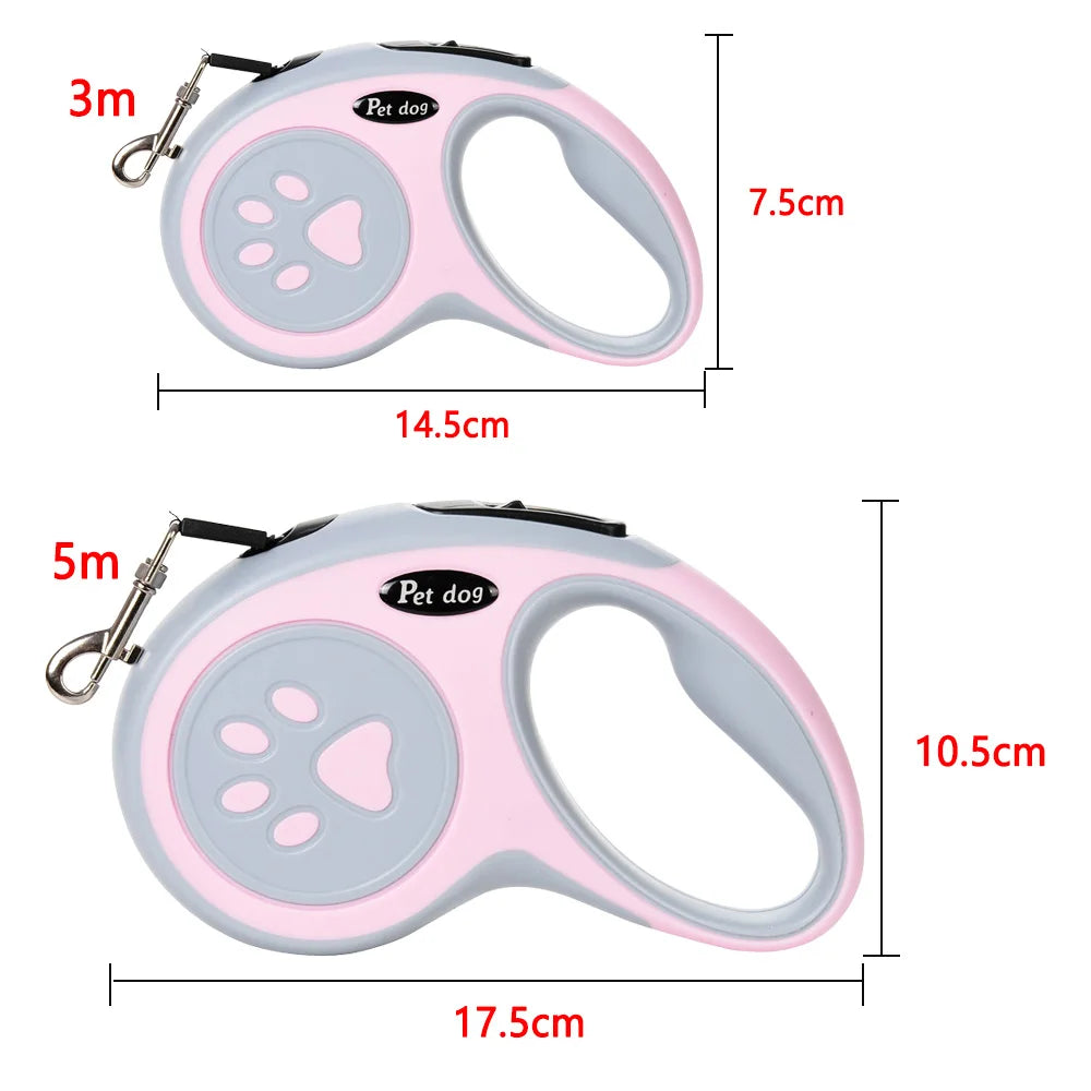 Petspuff Paw Print Retractable Dog Lead – 3m / 5m Extending Lead | Small & Medium Dogs