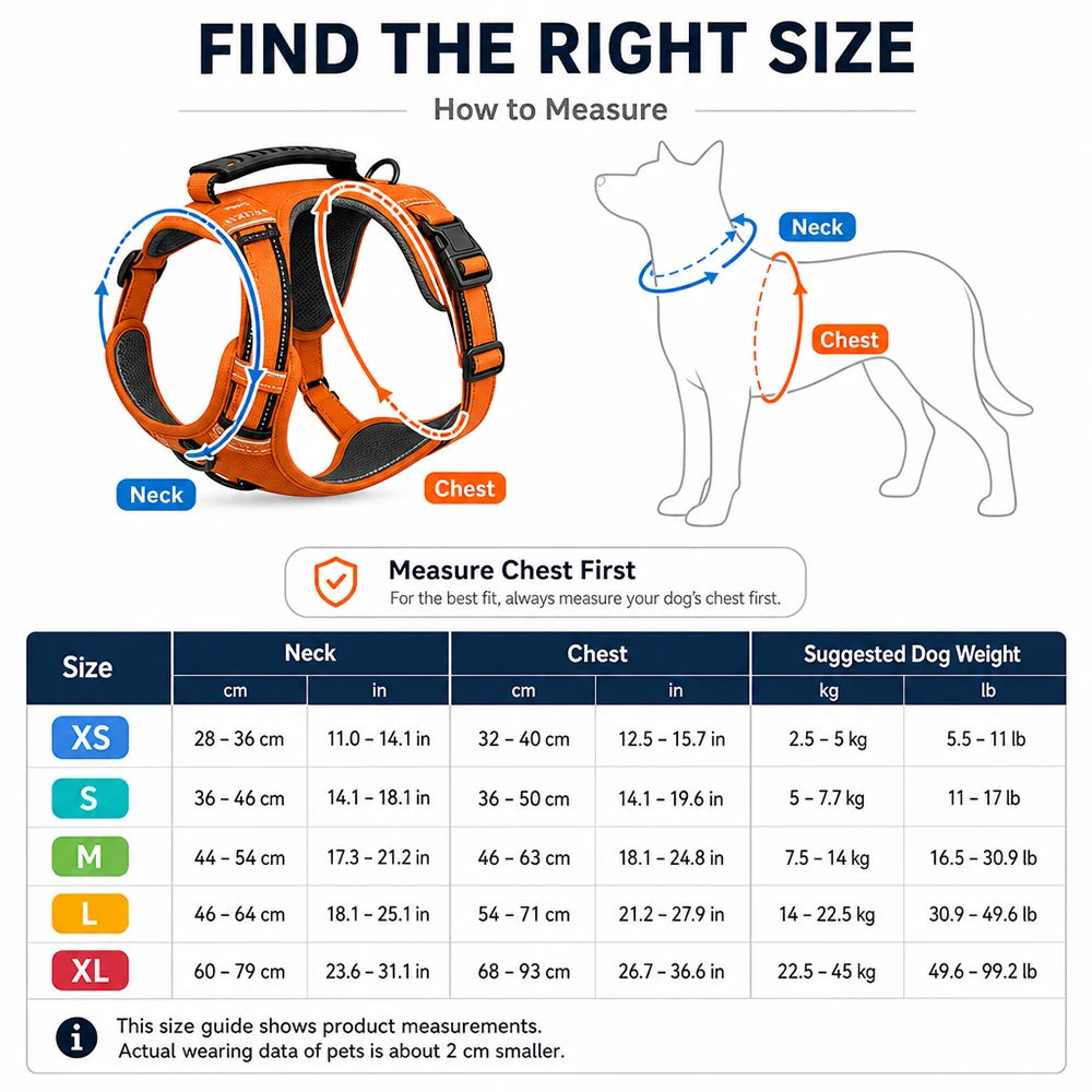 Petspuff Tactical No-Pull Dog Harness – Reflective Vest with Handle & Poop Bag Holder | Small to Large Dogs
