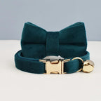 Petspuff Personalised Velvet Cat Collar with Bow, Bell & Engraved ID Tag | Kittens & Cats - Petspuff