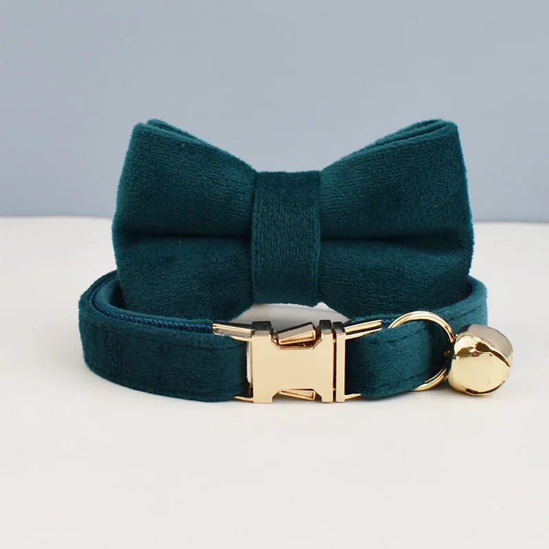 Petspuff Personalised Velvet Cat Collar with Bow, Bell & Engraved ID Tag | Kittens & Cats - Petspuff