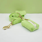 Petspuff Personalised Apple Green Corduroy Dog Collar & Lead Set – Engraved Name Tag, Bow & Harness