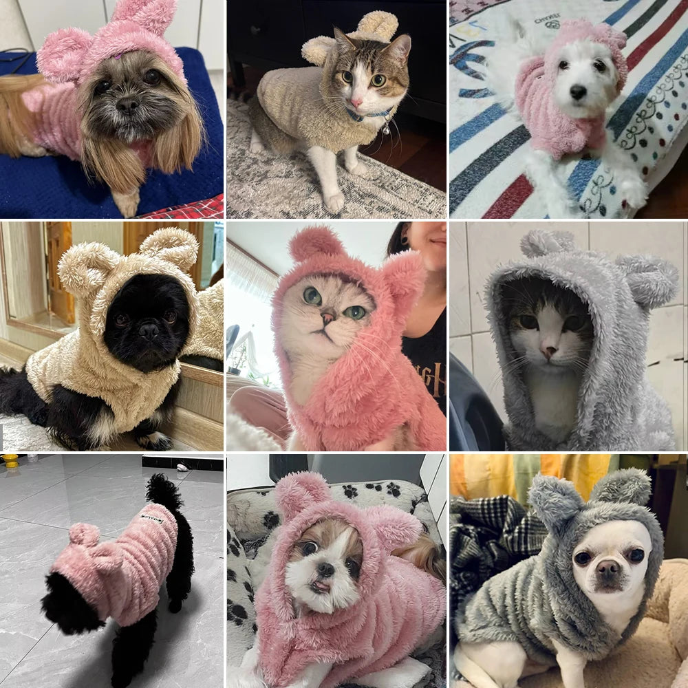 Petspuff Plush Hooded Dog Hoodie – Cosy Fleece Jumper | Small Dogs & Cats