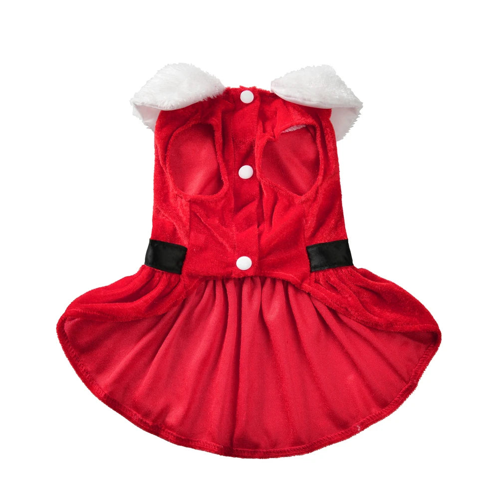 Petspuff Santa Dog Dress – Red Velvet Christmas Costume | Small Dogs & Cats
