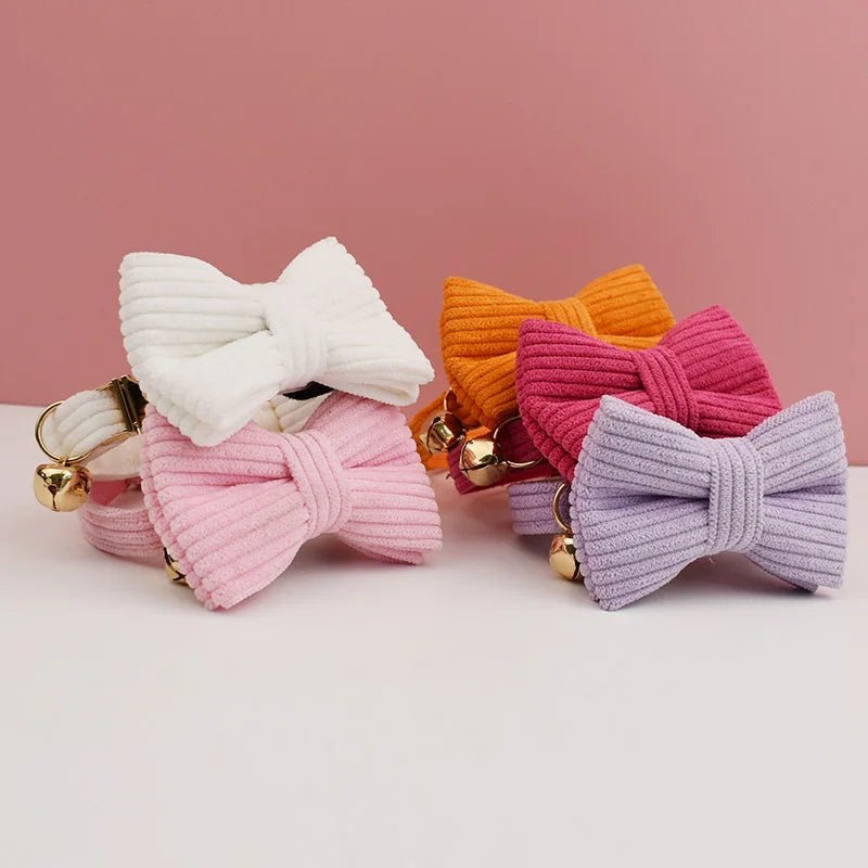 Petspuff Personalised Cat Collar with Bell & Bow – Engraved ID Tag | Adjustable, 5 Colours