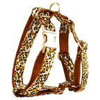 Petspuff Personalised Leopard Print Dog Collar & Lead Set – Engraved Name Tag, Harness & Poop Bag Holder