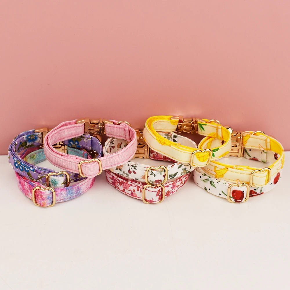 Petspuff Personalised Soft Cat Collar with Bow Tie – Safety Buckle & Engraved Name Tag | 8 Designs