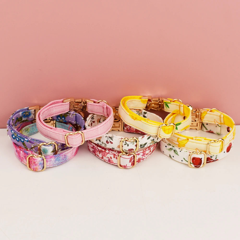 Petspuff Personalised Soft Cat Collar with Bow Tie – Safety Buckle & Engraved Name Tag | 8 Designs