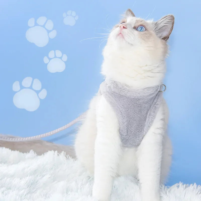 Petspuff Plush Winter Harness & Lead Set – Soft Reflective Vest | Small Dogs, Puppies & Cats