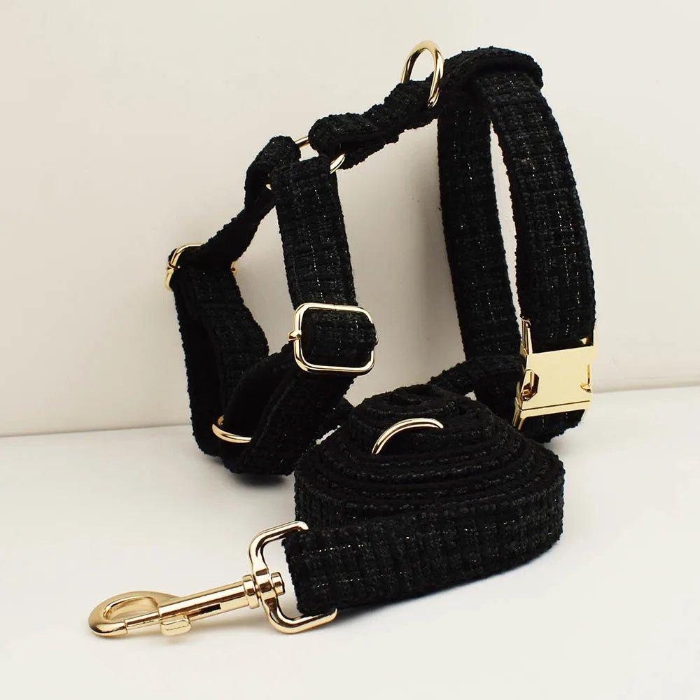Petspuff Personalised Dog Collar with Free Engraved ID Tag – Matching Lead, Harness & Bow Set