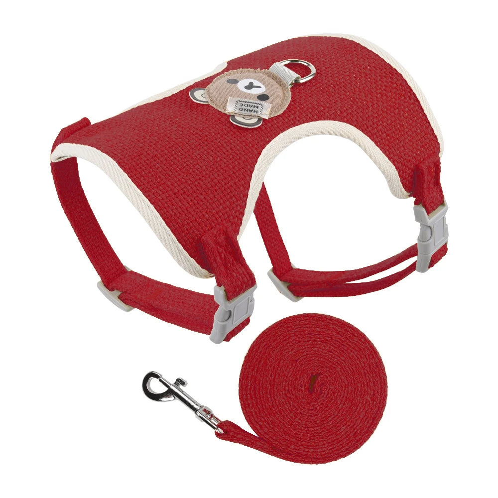Petspuff Linen Vest Harness & Lead Set – Soft Breathable Harness | Small Dogs, Puppies & Cats