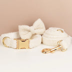 Petspuff Personalised Handmade Knitted Dog Collar Set – Engraved Name Tag, Bow & Harness | Christmas