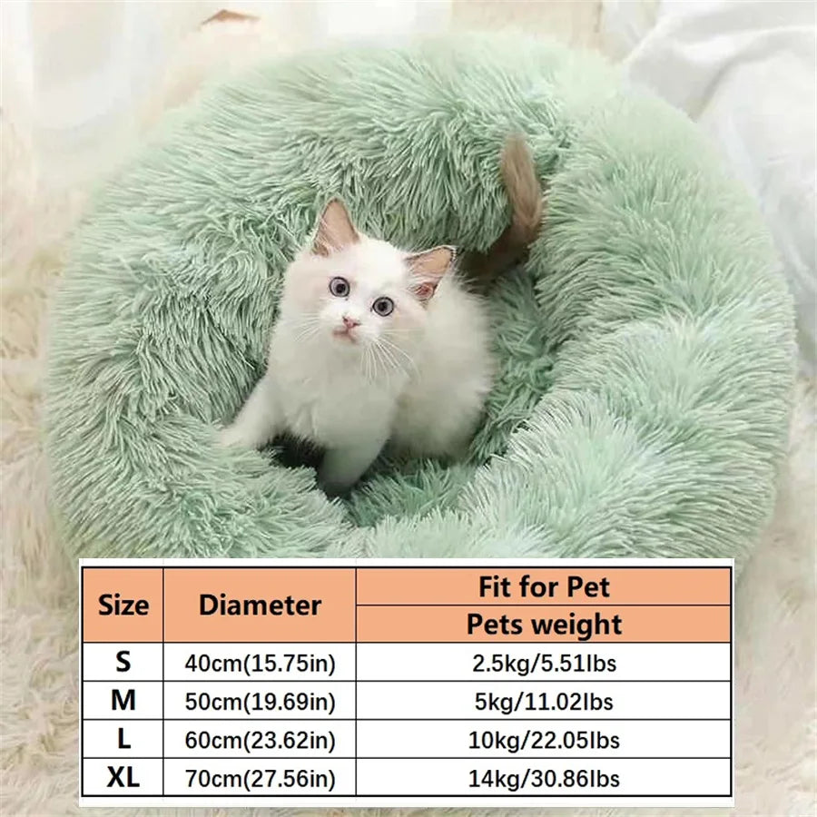 Petspuff Calming Donut Dog Bed – Fluffy Faux Fur Round Bed | Washable, S to XL