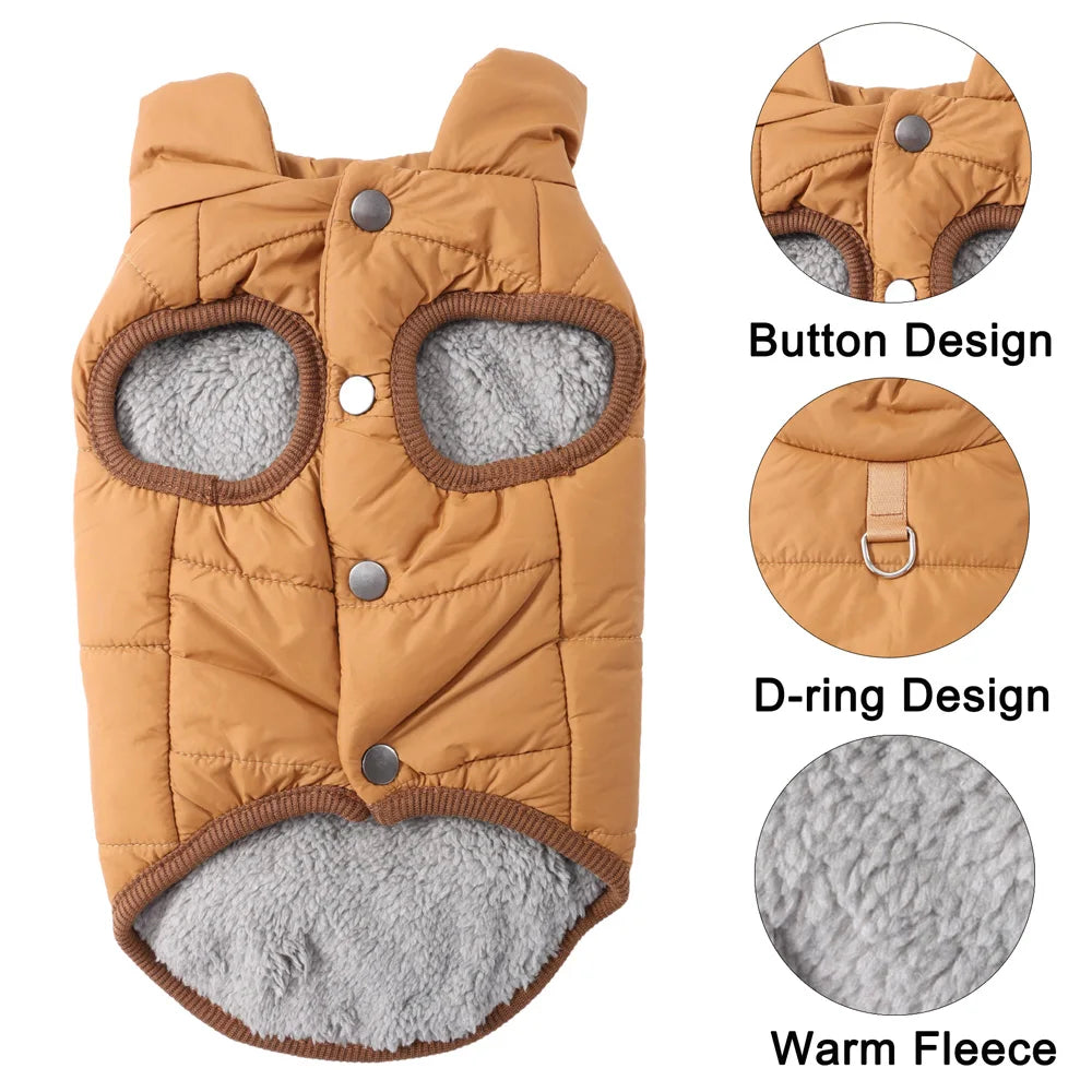 Petspuff Windproof Fleece Dog Vest – Warm Winter Jacket with D-Ring | Small & Medium Dogs