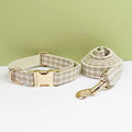 Petspuff Personalised Designer Plaid Dog Collar, Harness & Lead Set – Engraved Name Tag & Bow | Style 31