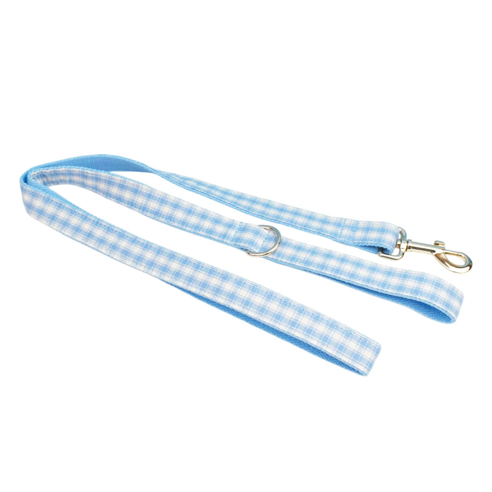 Petspuff Personalised Plaid Dog Collar, Harness & Lead Set – Engraved Name Tag & Bow | Style 29