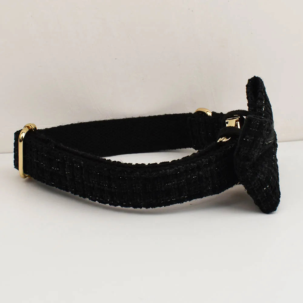 Petspuff Personalised Dog Collar with Free Engraved ID Tag – Matching Lead, Harness & Bow Set