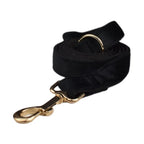 Petspuff Personalised Black Velvet Dog Collar & Lead Set – Engraved Name Tag, Bow & Harness