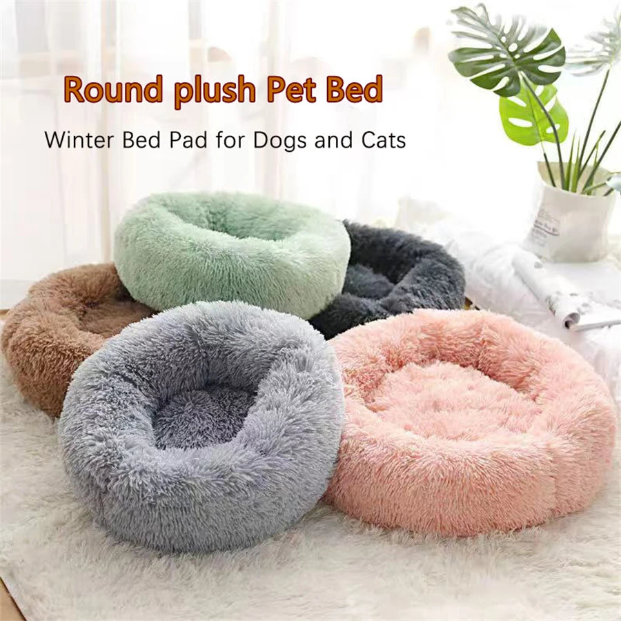 Petspuff Calming Donut Dog Bed – Fluffy Faux Fur Round Bed | Washable, S to XL