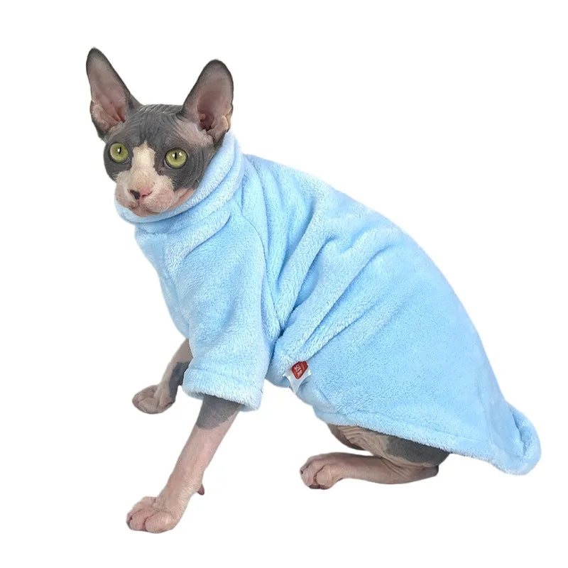 Petspuff Turtleneck Plush Cat Jumper – Warm Sweater for Hairless Cats & Small Dogs