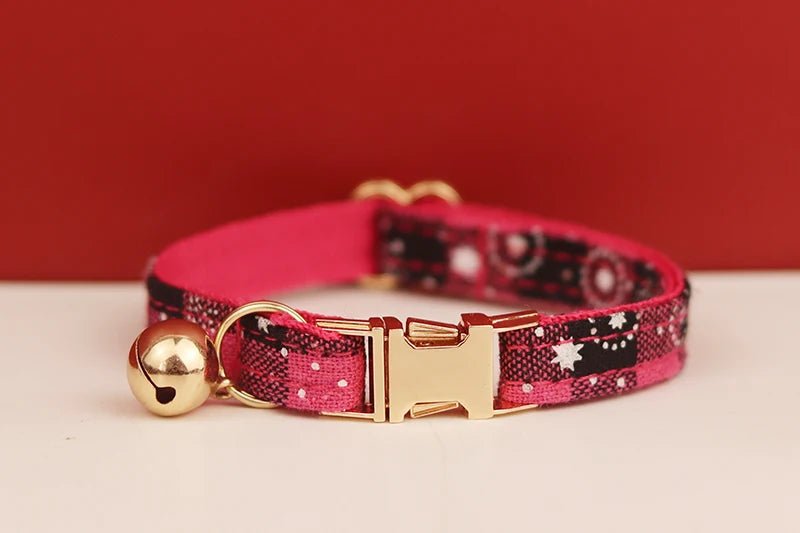 Petspuff Christmas Cat Collar with Bell & Bow – Festive Braided Kitten Collar | 2 Sizes