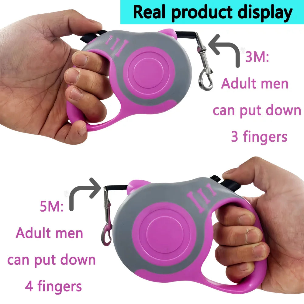 Petspuff Retractable Dog Lead 3m / 5m – One-Button Lock Extending Lead | Small & Medium Dogs