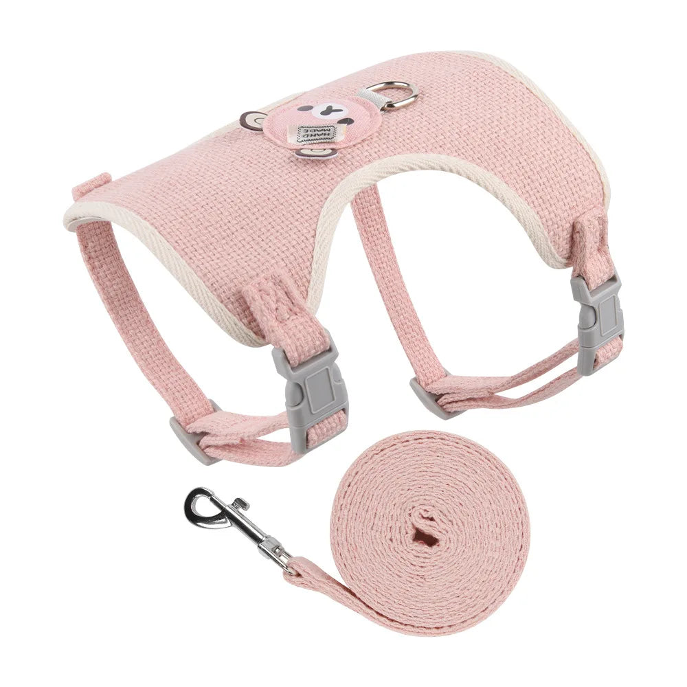 Petspuff Linen Vest Harness & Lead Set – Soft Breathable Harness | Small Dogs, Puppies & Cats