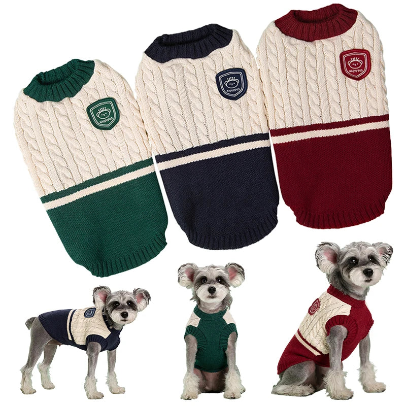 Petspuff College Style Knitted Dog Jumper – Warm Sweater Vest | Small & Medium Dogs and Cats