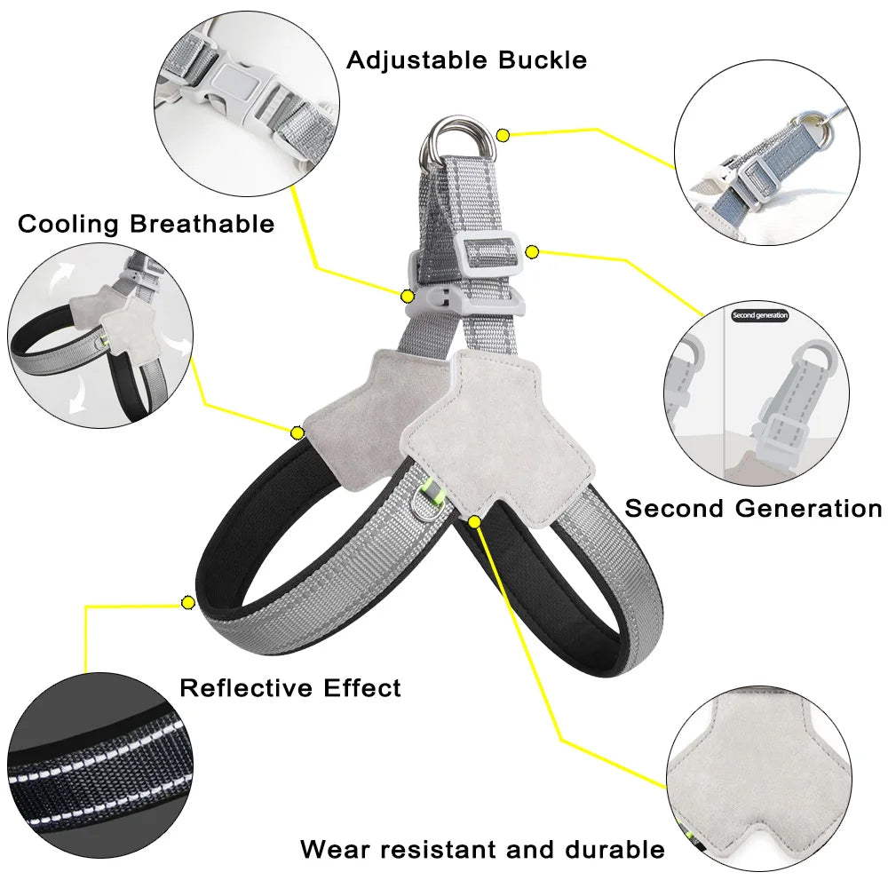 Petspuff Reflective Mesh Dog Harness Vest – Breathable Adjustable Chest Harness | Small to Large Dogs