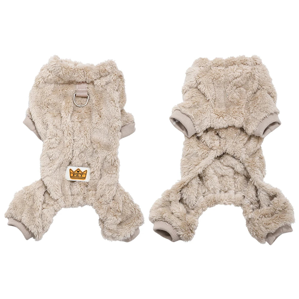 Petspuff Cosy Stretch Fleece Dog Jumpsuit – Winter Onesie with D-Ring | Small Dogs & Cats