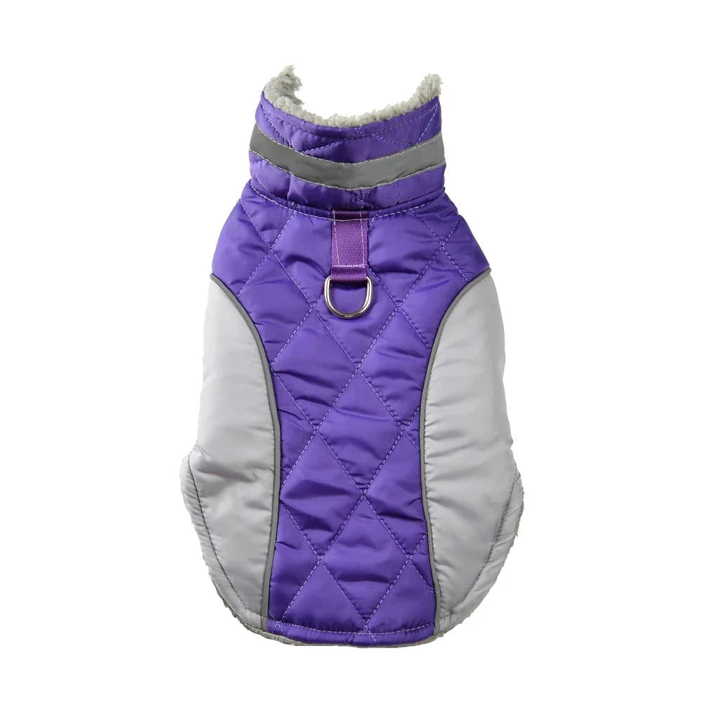 Petspuff Reflective Plaid Fleece Dog Coat – Waterproof High-Neck Jacket | Small to Large Dogs