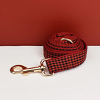 Petspuff Personalised Plaid Print Dog Collar & Lead – Engraved Name Tag | 3 Colours, S–XL