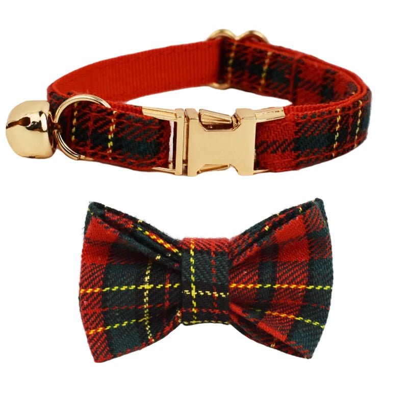 Petspuff Personalised Bow Cat Collar with Bell & Safety Buckle – Engraved Name Tag | 6 Colours