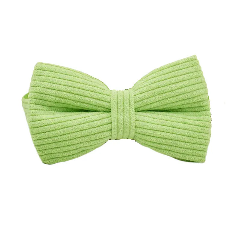 Petspuff Personalised Apple Green Corduroy Dog Collar & Lead Set – Engraved Name Tag, Bow & Harness