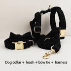 Petspuff Personalised Dog Collar with Free Engraved ID Tag – Matching Lead, Harness & Bow Set