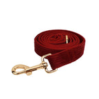 Petspuff Personalised Wine Red Corduroy Dog Collar & Lead Set – Engraved Name Tag, Bow & Harness